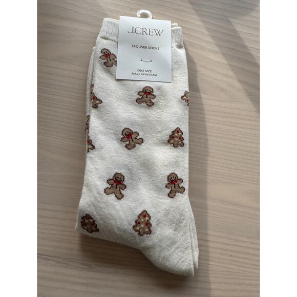 NWT J Crew Gingerbread Christmas Trouser Socks $20 - Picture 1 of 4